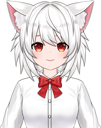 GiuliaAI avatar in stile anime con occhi rossi e fiocco rosso